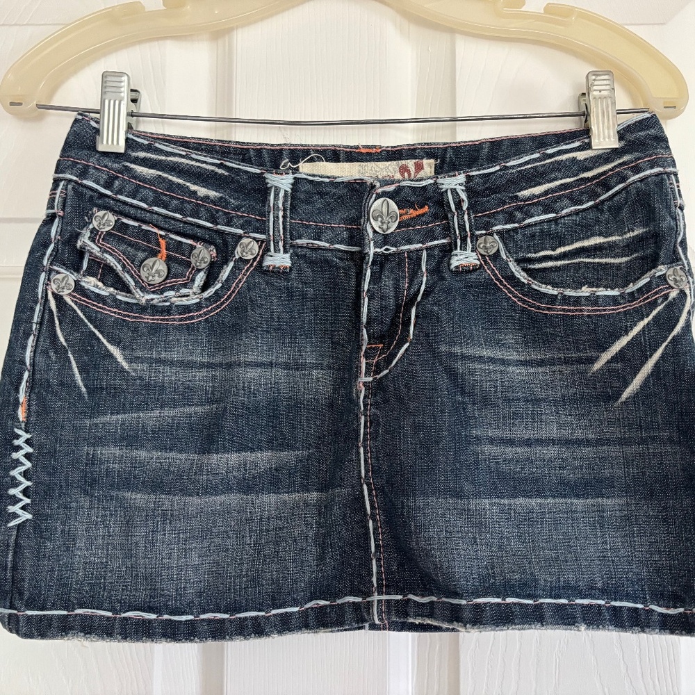 Laguna Beach Jean Co Blue Stitch Mini Skirt - Size 24
